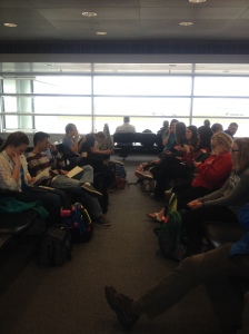 Waiting at O'Hare airport to board the plane to London. Everyone is really excited!!!